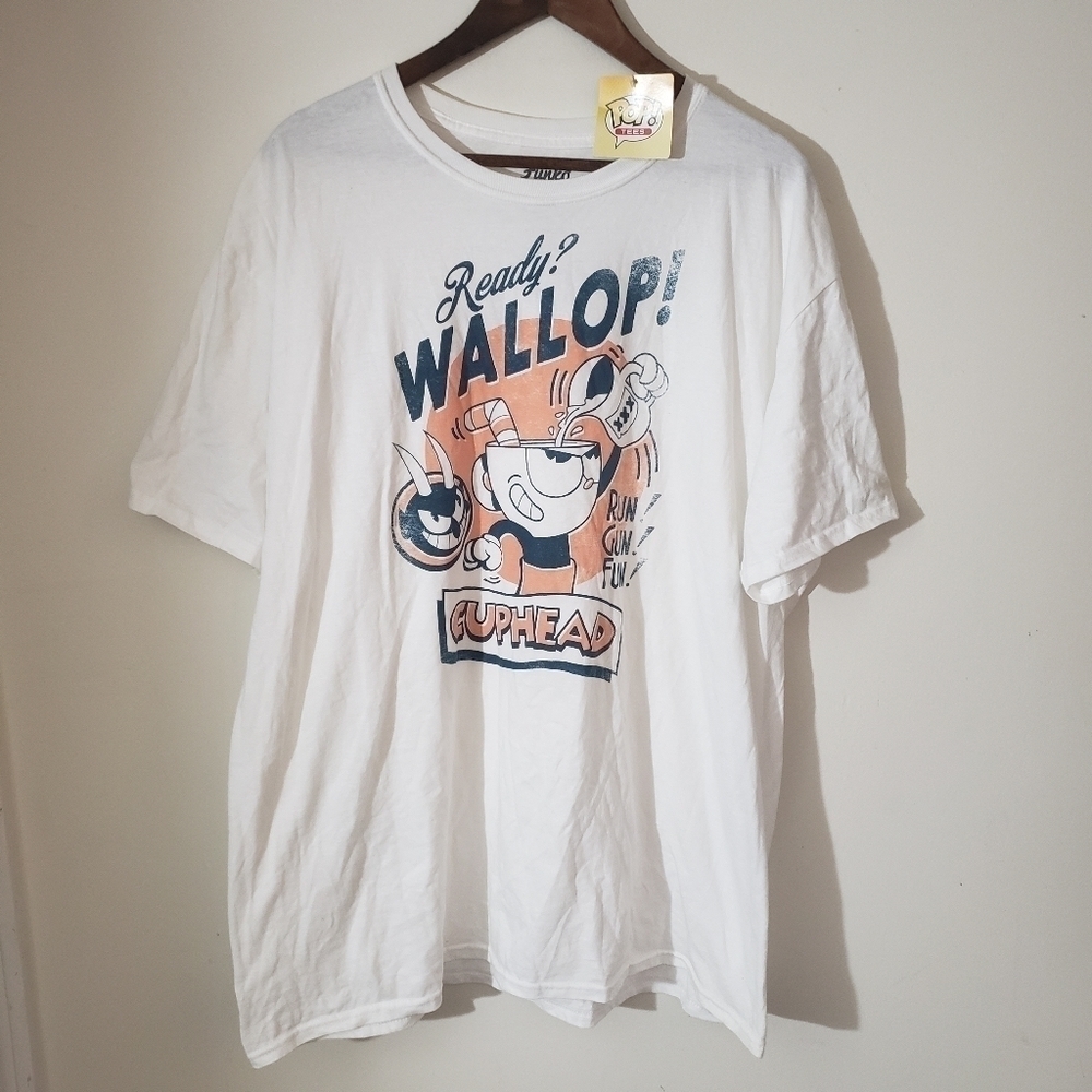 Funko Pop Tees Cuphead Crewneck T-Shirt White Blue Orange Mens Size 2X New